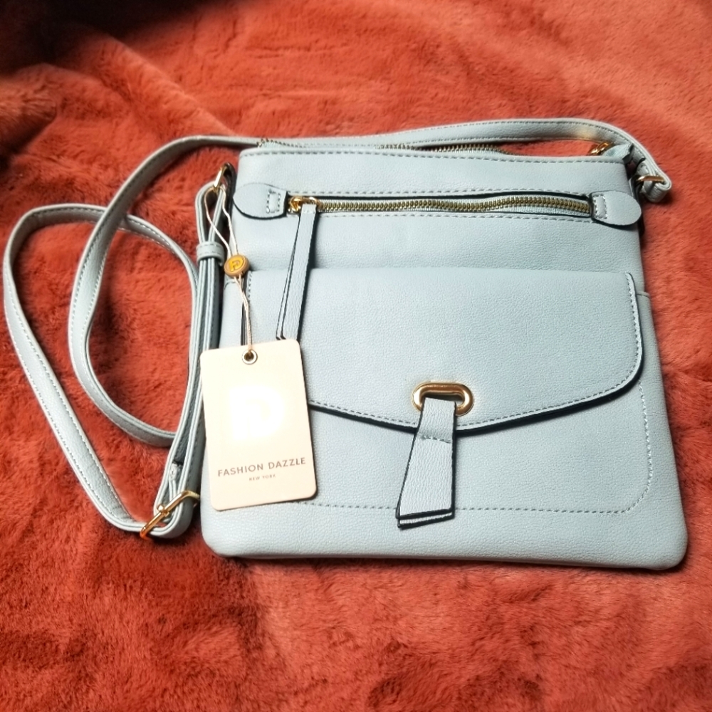 Fashion Dazzle multipocket purse light blue
